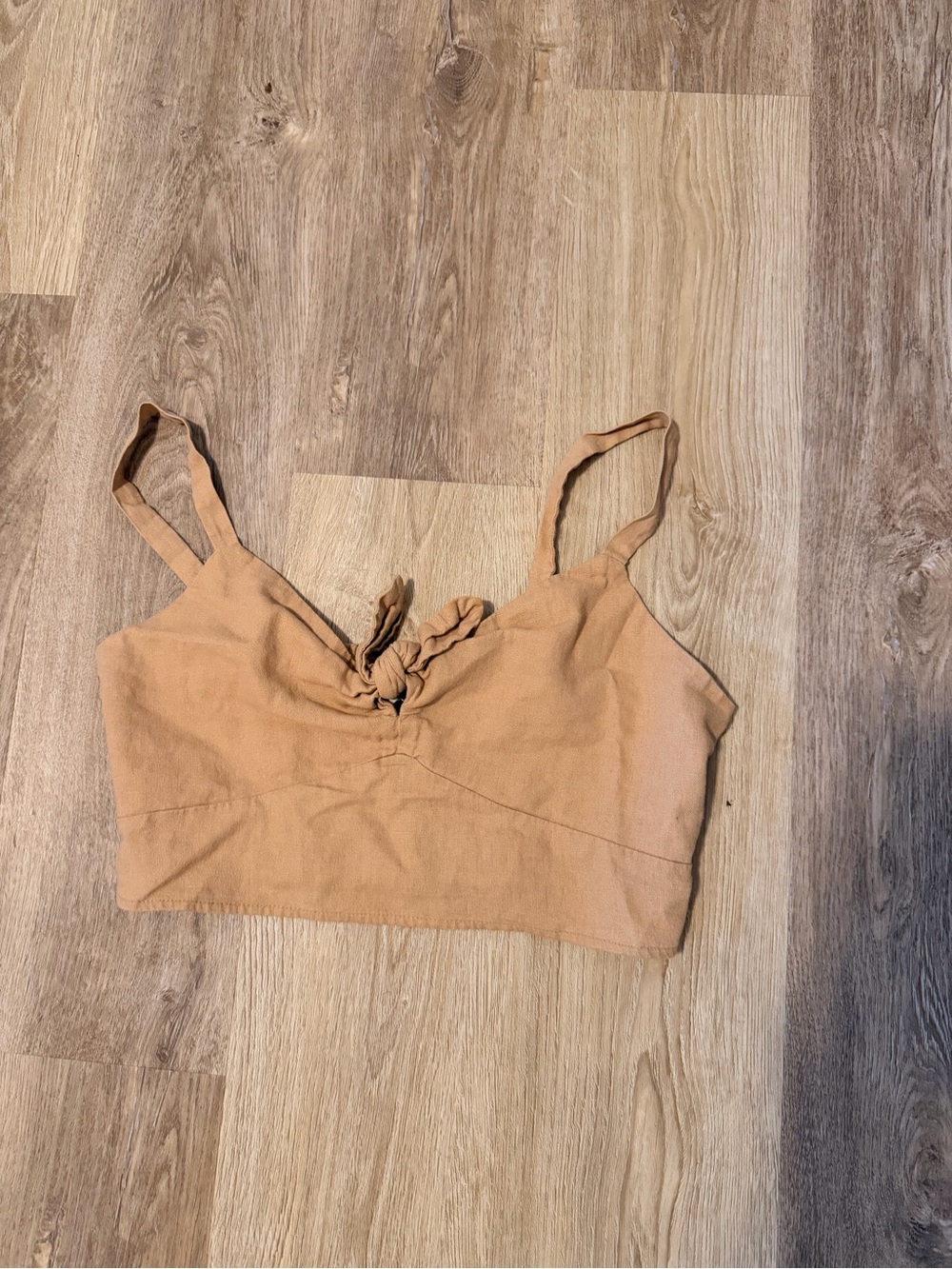 Universal Thread linen Tan Knotted Crop Cami